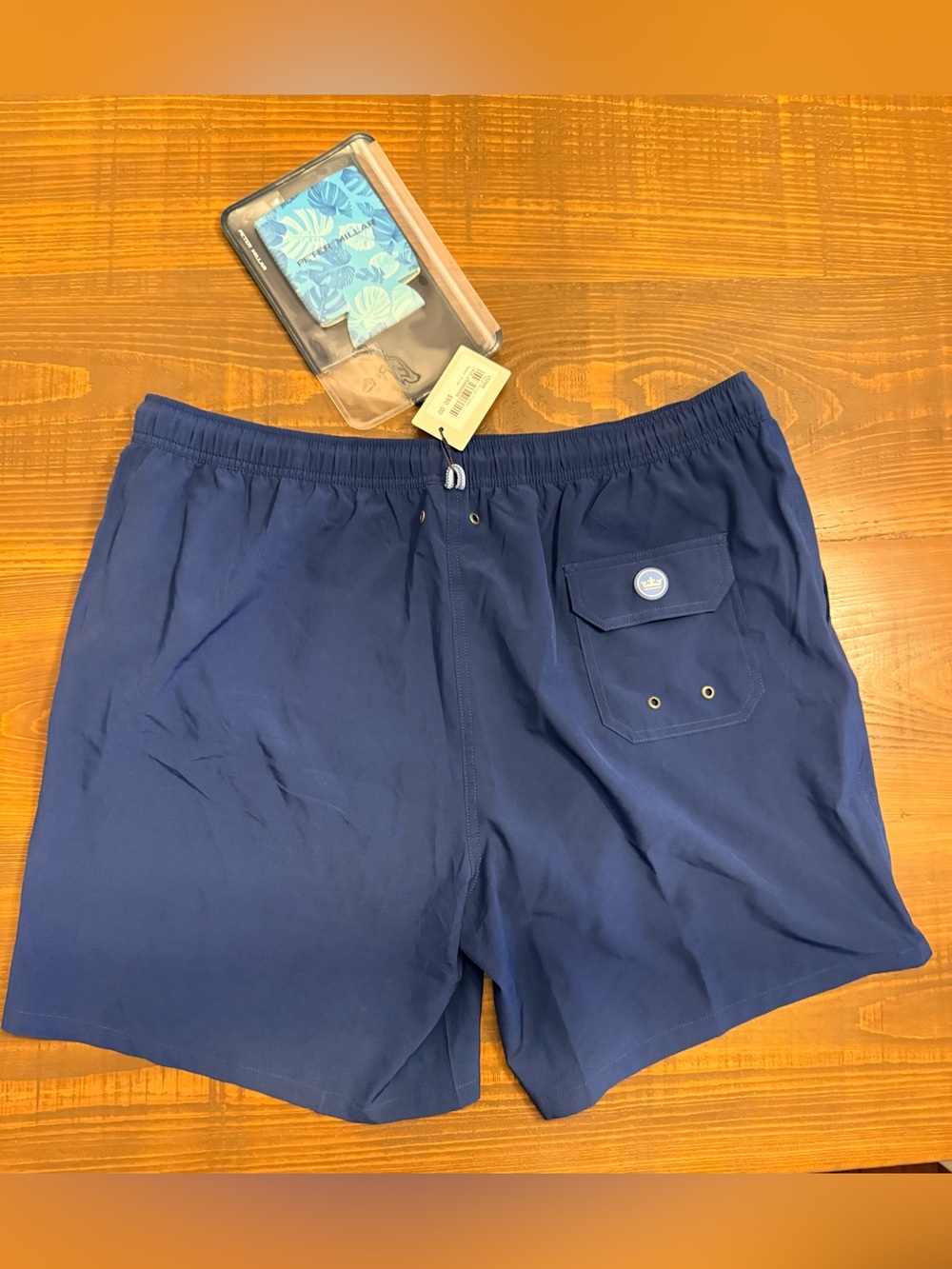 Peter Millar Blue Swim Trunks with Can Coozie and Waterproof Pouch